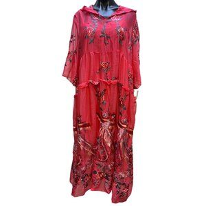 Soolinen Sheer Embroidered Dress With Slip Coral 2p M